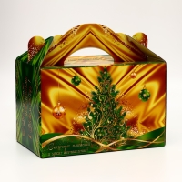 Подарочная коробка "Праздничный шелк взеленом" новогодняя Чемоданчик средний 20 x 12 x 19 см 1065302 Подарочная коробка "Праздничный шелк взеленом" новогодняя Чемоданчик средний 20 x 12 x 19 см 1065302