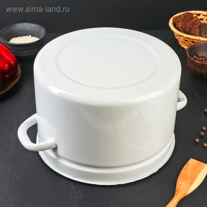 Кастрюля эмалированная цилиндрическая, 8 л, без деколи, цвет белый