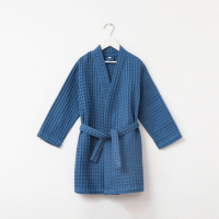 Халат вафельный детский Крошка Я "Boho" р.34 (122-128 см) цв. синий, 100%хл, 290 г/м2