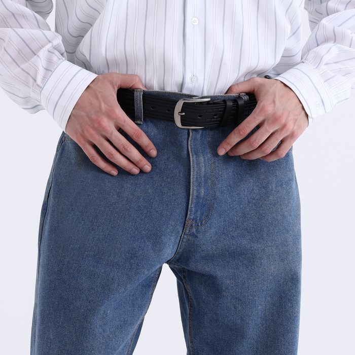 Ремень мужской &laquo;Великан&raquo;, ширина 4 см, винт, пряжка металл, цвет чёрный