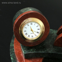 Набор настольный "Полукруг с часами", 25х13х10 см, змеевик, креноид