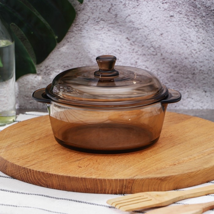 Супница стеклянная с крышкой &laquo;Дымка&raquo;, 1 л, цвет коричневый