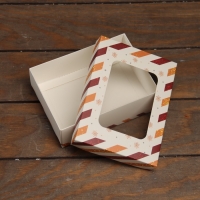 Новый год. Коробка подарочная новогодняя складная, крышка-дно, с окном "Письмо Дедушке Морозу" 16,5 х 12,5 х 5,2 см