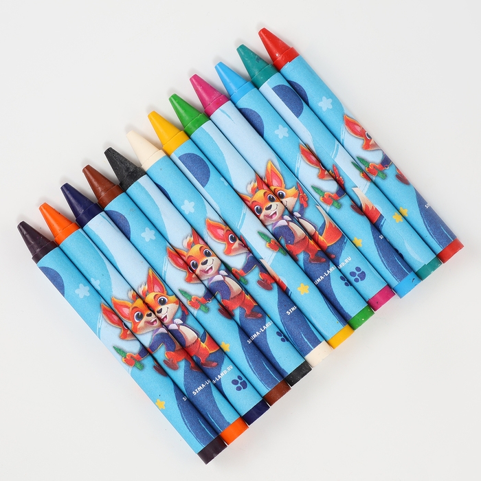 Восковые мелки - карандаши с блёстками &laquo;Друг лисёнок&raquo;, 12 цветов