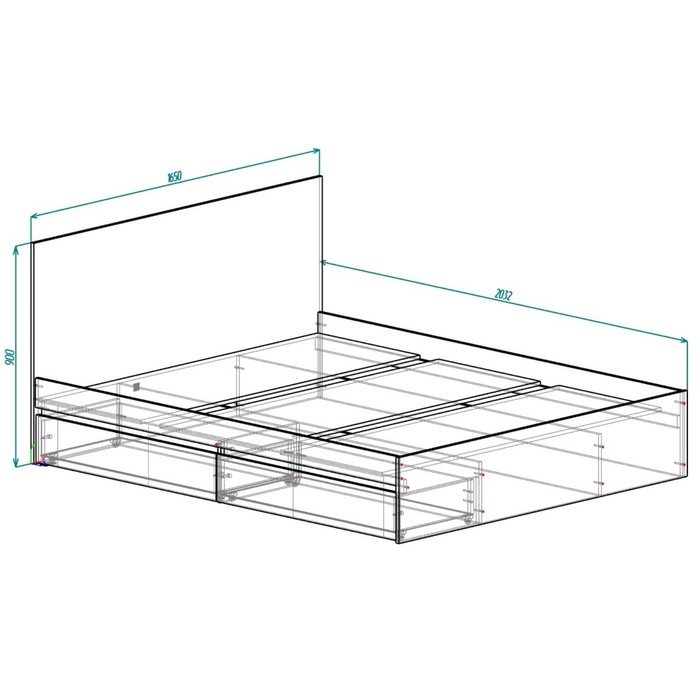 Кровать 1600 с ящиками и основанием Мадера, с/м 1600х2000, Белый Кровать 1600 с ящиками и основанием Мадера, с/м 1600х2000, Белый