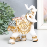 Сувенир полистоун "Белый слон в золотой богатой попоне" МИКС 6х11х13 см