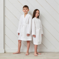 Халат вафельный детский Крошка Я "Boho" размер 32 (110-116 см) цвет белый, 100% хлопок 290 г/м2 Халат вафельный детский Крошка Я "Boho" размер 32 (110-116 см) цвет белый, 100% хлопок 290 г/м2