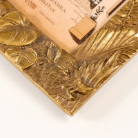 Фоторамка полистоун 10х15 см "Филин и кабан в экзотическом лесу" золото 16х1,6х21 см