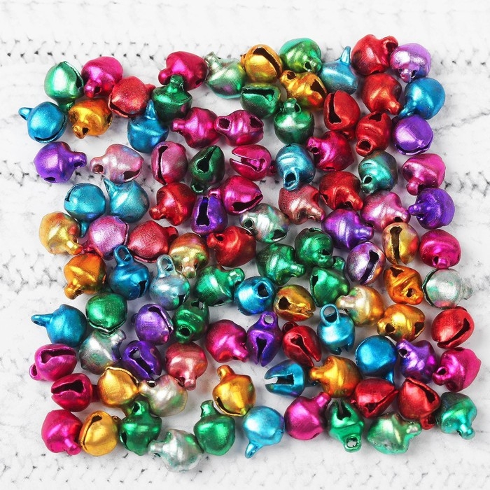 Бубенчики для рукоделия, набор 100 шт., размер 1 шт. &mdash; 0,6 см, цвета МИКС