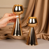 Подсвечник металл на 1 свечу &laquo;Гиацинт&raquo; цвет золото 8 х 8 х 21 см