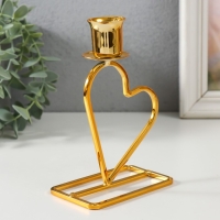 Подсвечник металл на 1 свечу "Сердце" d=2,3 см золото 5,8х9,3х14 см Подсвечник металл на 1 свечу "Сердце" d=2,3 см золото 5,8х9,3х14 см