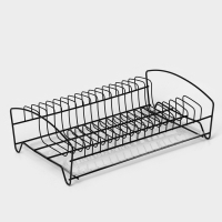 Сушилка для тарелок с поддоном, 38&times;24,5&times;12,4 см, цвет чёрный