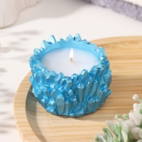 Свеча "Кристаллы" в подсвечнике из гипса,6х4см, голубой Свеча "Кристаллы" в подсвечнике из гипса,6х4см, голубой