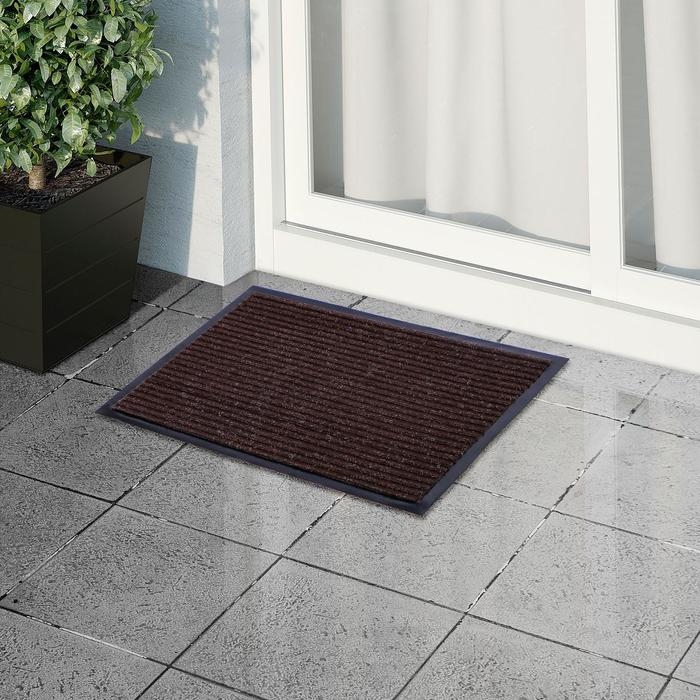 Коврик придверный влаговпитывающий, ребристый, &laquo;Стандарт&raquo;, 40&times;60 см, цвет коричневый