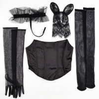 Карнавальный набор «Изящная кошечка»: ободок, корсет, чокер, перчатки, чулки, р-р 42-46, цвет чёрный Карнавальный набор «Изящная кошечка»: ободок, корсет, чокер, перчатки, чулки, р-р 42-46, цвет чёрный
