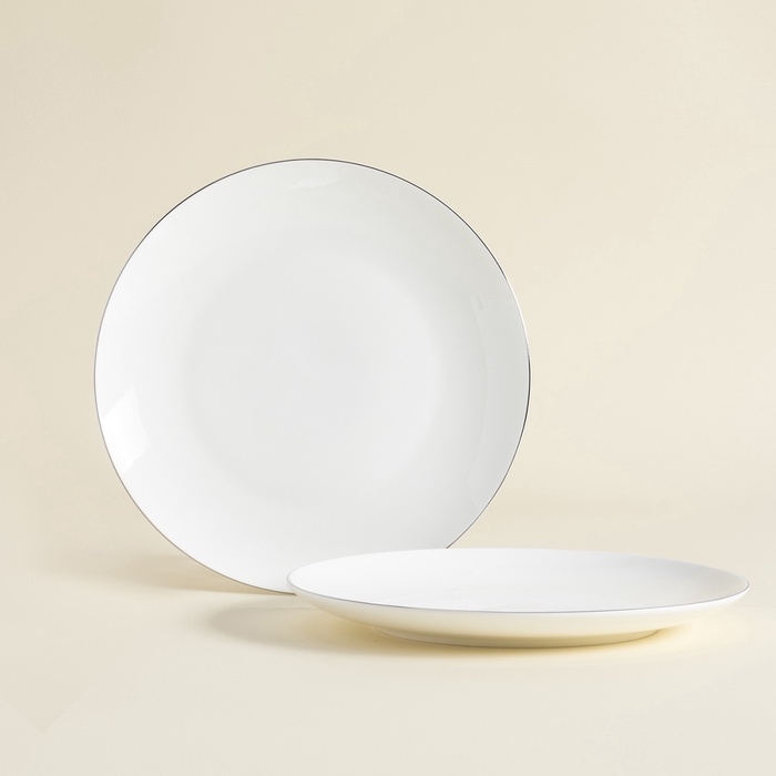 Тарелки SL Home &laquo;Каскарон&raquo;, d=20 см, набор 2 шт, костяной фарфор, белые