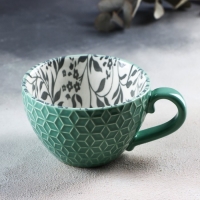Кружка керамическая &laquo;Листья&raquo;, 290 мл, цвет зелёный