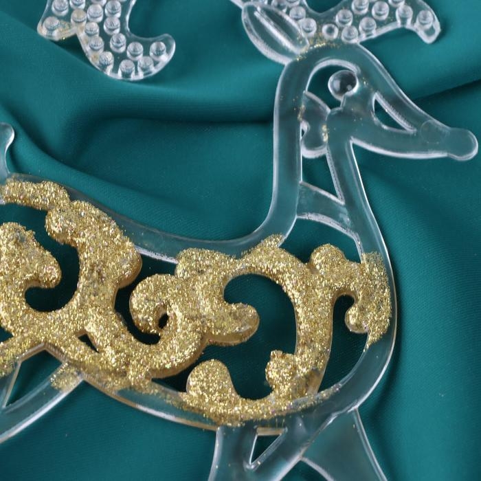 Украшение ёлочное Украшение ёлочное "Олень узорный блеск" 10,7х17,7 см, прозрачно-золотой