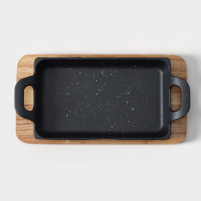Сковорода чугунная «Ночь», 25×12×3 см, на деревянной подставке Сковорода чугунная «Ночь», 25×12×3 см, на деревянной подставке