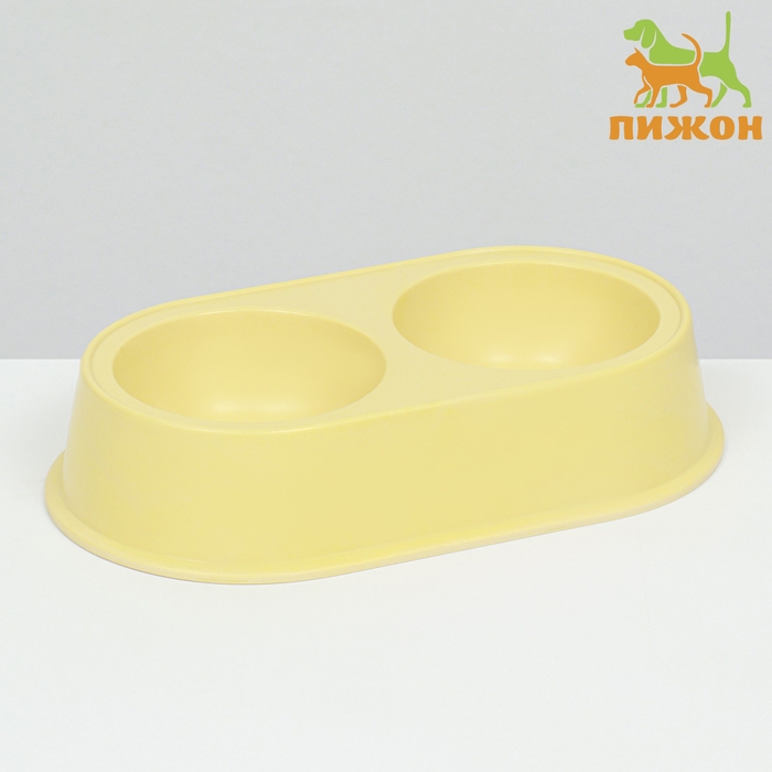 Миска бамбуковая двойная, 23,5 х 13 х 5 см, желтая Миска бамбуковая двойная, 23,5 х 13 х 5 см, желтая