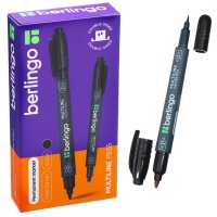 Маркер перманентный двухсторонний 1.0 мм/0.5 мм, Berlingo, чёрный