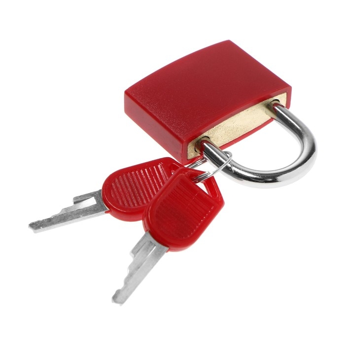 Замок навесной для чемодана, средний, 30х42 мм, красный Замок навесной для чемодана, средний, 30х42 мм, красный