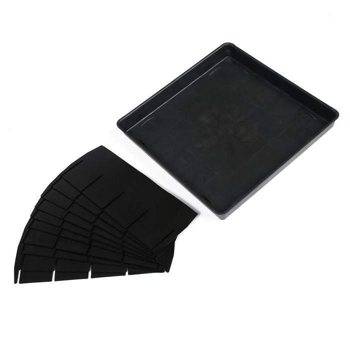 Набор для рассады: пластиковая вставки на 16 ячеек, по 130 мл, пластиковый чёрный поддон, 26,5 &times; 26,5 &times; 3 см