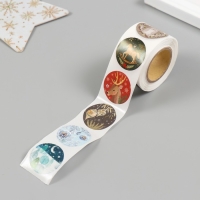 Наклейка бумага "Новогодние игрушки" d=2,5 см 252 шт в рулоне