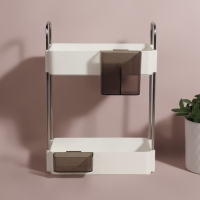 Органайзер для хранения, двухуровневый, 4 секции, 29 × 21 × 12 см, цвет белый/чёрный Органайзер для хранения, двухуровневый, 4 секции, 29 × 21 × 12 см, цвет белый/чёрный