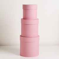 Набор шляпных коробок  3 в 1 "Пудра", 18 &times; 18 ‒13 &times; 13 см