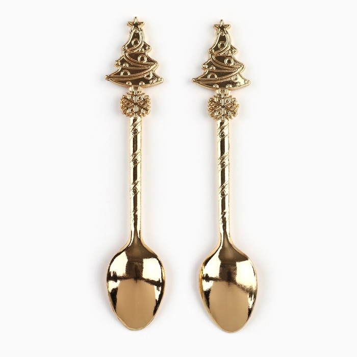 Ложки новогодние чайные с формовой ручкой &laquo;Новый год: Верь в чудеса&raquo;, 11 х 3 см