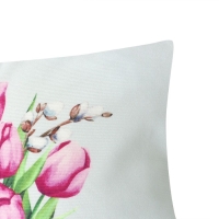 Наволочка декоративная Этель"Тюльпаны" 40х40 см, полиэстер, велюр