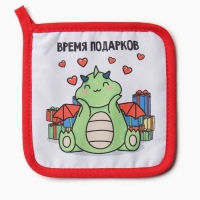 Новый год. Набор кухонный Доляна "Время подарков": варежка 20х28 см, прихватка 17х17 см, 35% хл, 65% пэ