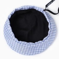 Берет в клетку, цвет голубой, р-р 56см