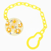 Набор: Соска - пустышка с держателем «Цветы», ортодонтическая, +6 мес, цвет желтый Набор: Соска - пустышка с держателем «Цветы», ортодонтическая, +6 мес, цвет желтый