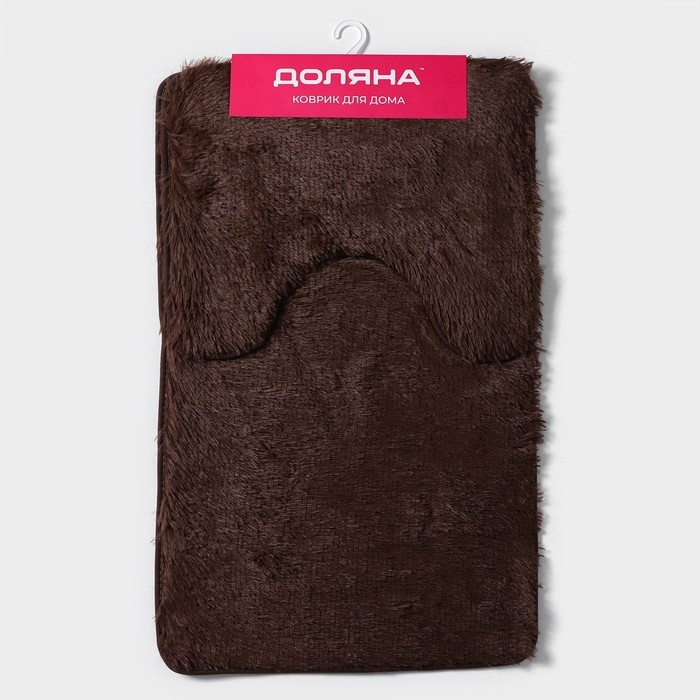 Коврики для ванной и туалета Доляна &laquo;Пушистик&raquo;, 2 шт: 38&times;49 см, 49&times;79 см, цвет коричневый