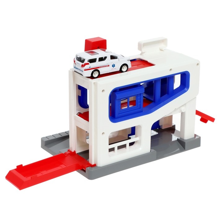 Парковка &laquo;Скорая&raquo;, подъёмный механизм, 1 машинка в комплекте, МИКС