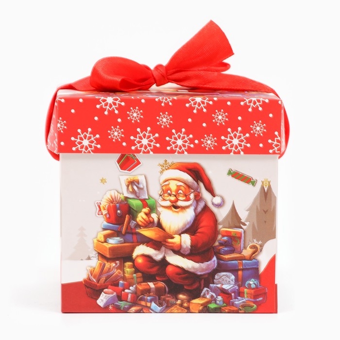 Новый год. Коробка Самосборная "Колокольчики" 10 х 10 х 10 см