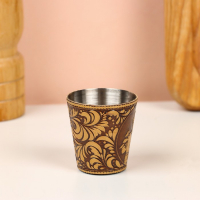 Набор стопок &laquo;Рыбак&raquo;, 4 шт, в футляре, 4,5&times;4,5&times;9 см, береста