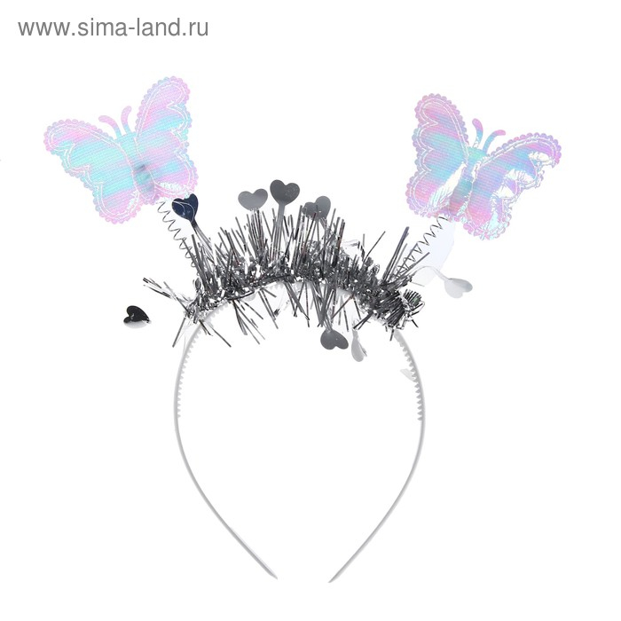 Карнавальный набор &laquo;Бабочка&raquo;, 3 предмета: крылья, ободок, жезл, цвет серебряный