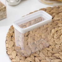 Контейнер для специй «Степ», 270 мл, 9,5×5×10 см, прозрачный, крышка белая Контейнер для специй «Степ», 270 мл, 9,5×5×10 см, прозрачный, крышка белая