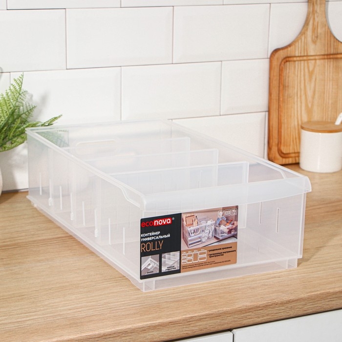 Контейнер для хранения без крышки ROLLY, 11,5 л, 24,2&times;45&times;12,9 см, прозрачный