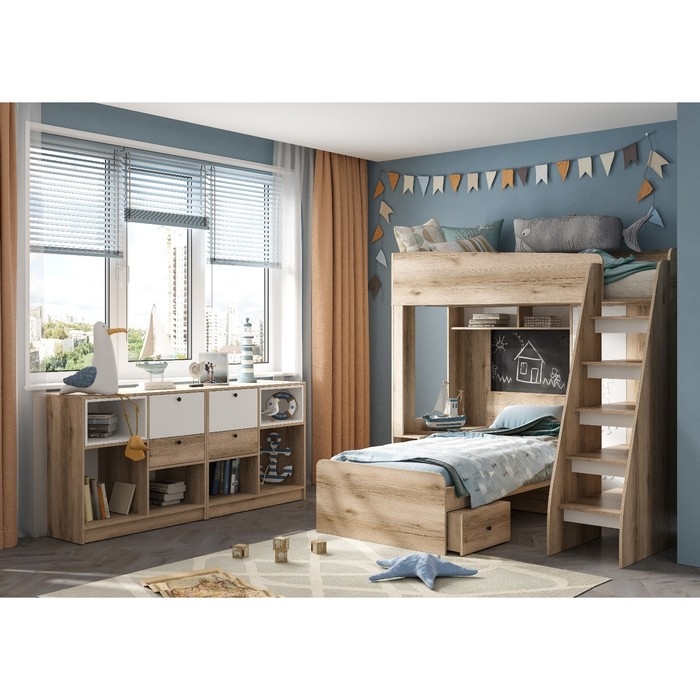 Комод Киви, 934х500х838, Белый/Дуб делано