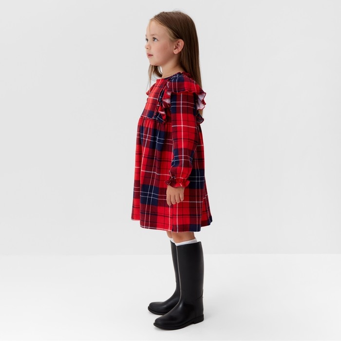 Платье детское с рюшами KAFTAN "Клетка" р.30 (98-104 см)