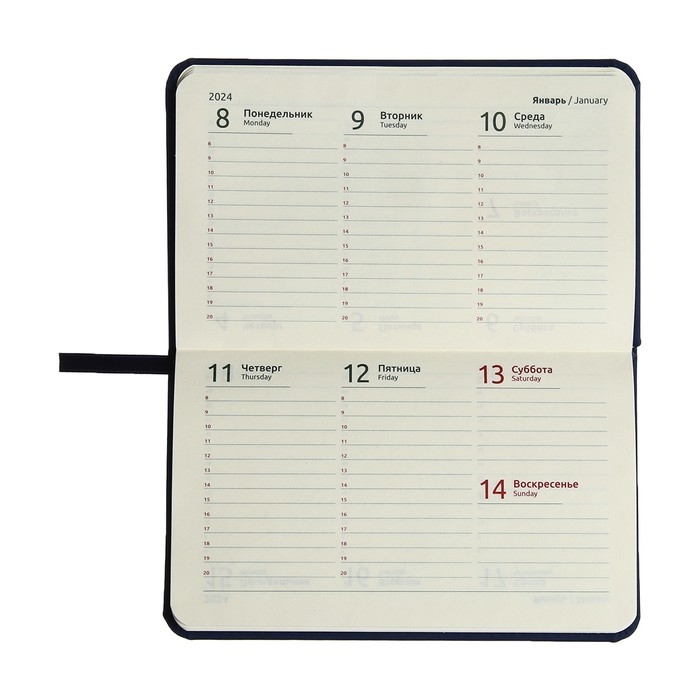 Планинг карманный датированный 2024 года, 155 х 95 мм, 64 листа, deVENTE.Emblem, твёрдая обложка из искусственной кожи, кремовый блок 70 г/м2, синий
