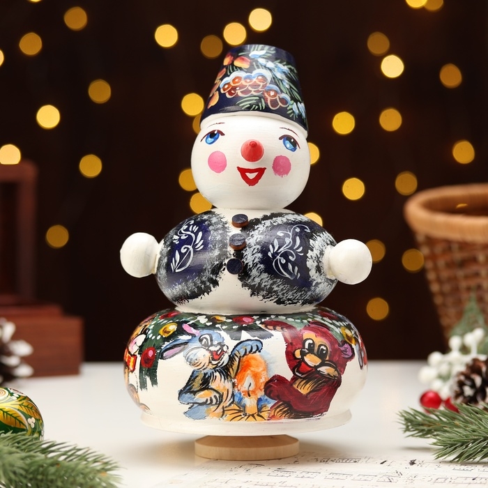 Сувенир музыкальный "Снеговик", синий