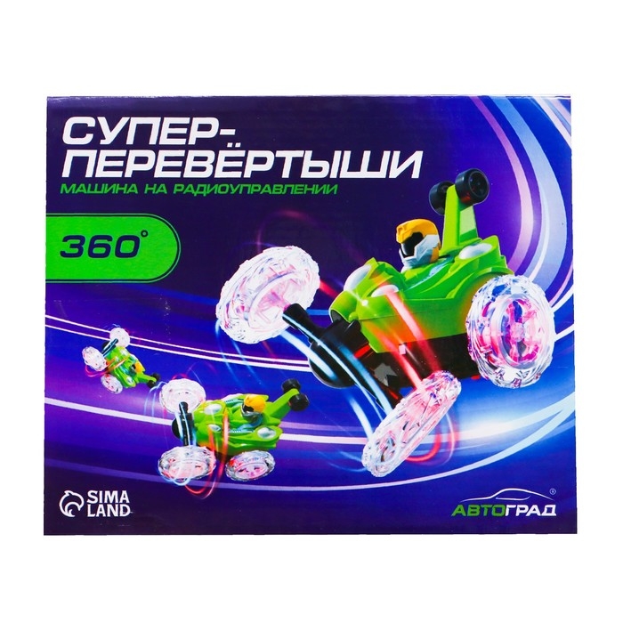 Машина-перевёртыш радиоуправляемая &laquo;Трюк&raquo;, работает от батареек, световые эффекты, цвет красный
