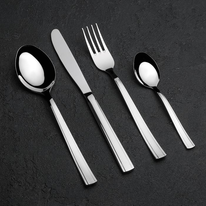 Набор столовый &laquo;Торжество&raquo;, 24 предмета, толщина 2 мм, декоративная коробка, цвет серебряный