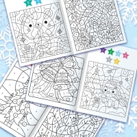 Раскраска-загадка по номерам, 28 стр., новогодняя