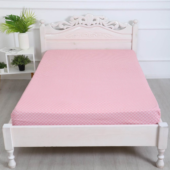 Простыня на резинке Атра 160х200х20, Вестерн, пудра, бязь 120г/м, хл100%